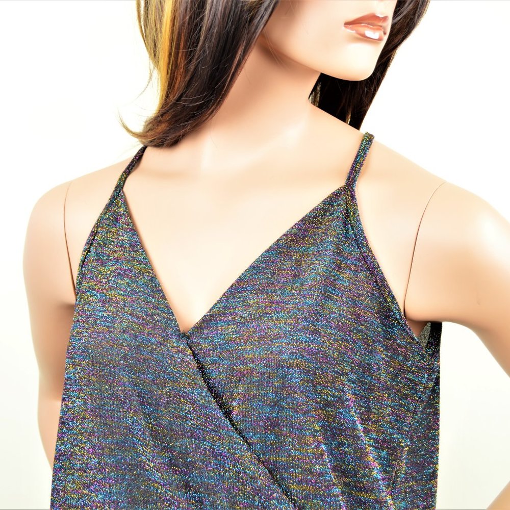 New! Kim & Cami  Rainbow Drape Front Surplice Tank - Picture 3 of 6